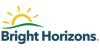 a logo with a sun and green leaves