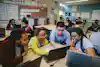 a group of people in a classroom