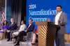 Osiris Hoil, CEO and Co-Founder of District Taco, delivers remarks at the 2024 Naturalization Ceremony at the U.S Chamber of Commerce in Washington, D.C.