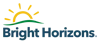 a logo with a sun and green leaves